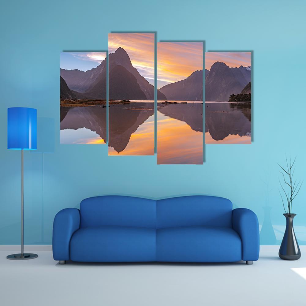 Glacier At Milford Sound Canvas Wall Art-4 Pop-Gallery Wrap-50" x 32"-Tiaracle