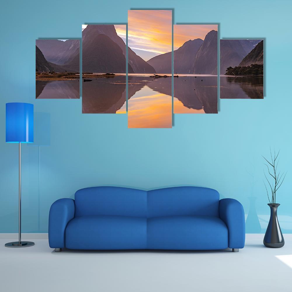 Glacier At Milford Sound Canvas Wall Art-5 Star-Gallery Wrap-62" x 32"-Tiaracle