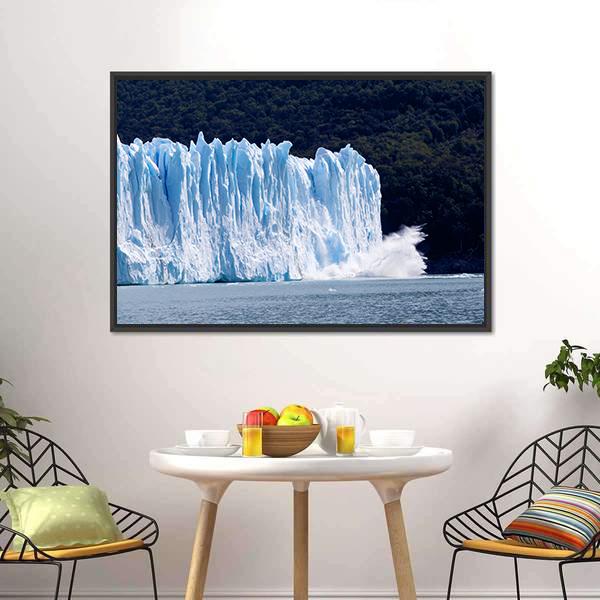 Glacier In Argentina Canvas Wall Art-1 Piece-Floating Frame-24" x 16"-Tiaracle