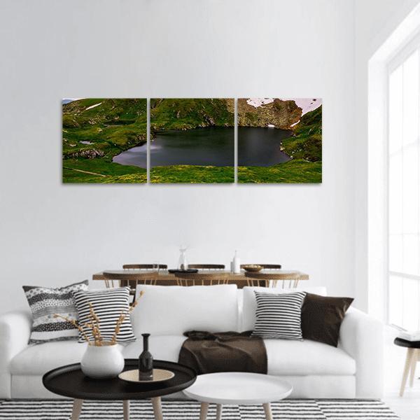 Glacier Lake Capra Panoramic Canvas Wall Art-3 Piece-25" x 08"-Tiaracle