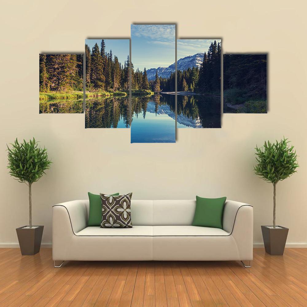 Glacier National Park Montana Canvas Wall Art-5 Star-Gallery Wrap-62" x 32"-Tiaracle