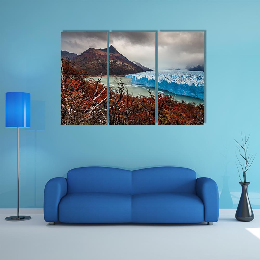 Glacier Perito Moreno National Park In Autumn Canvas Wall Art-3 Horizontal-Gallery Wrap-37" x 24"-Tiaracle