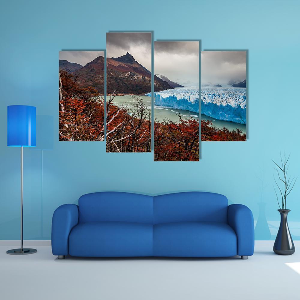 Glacier Perito Moreno National Park In Autumn Canvas Wall Art-4 Pop-Gallery Wrap-50" x 32"-Tiaracle