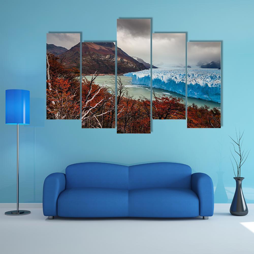 Glacier Perito Moreno National Park In Autumn Canvas Wall Art-5 Pop-Gallery Wrap-47" x 32"-Tiaracle