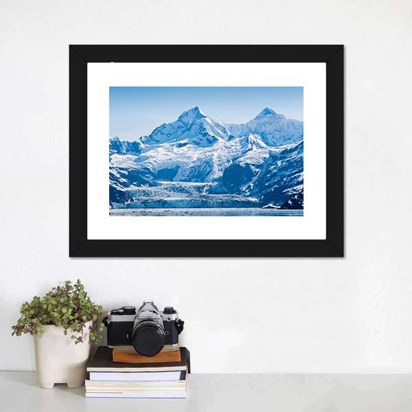 Glacier &amp; Snow Capped Mountains Canvas Wall Art-1 Piece-Framed Print-20" x 16"-Tiaracle