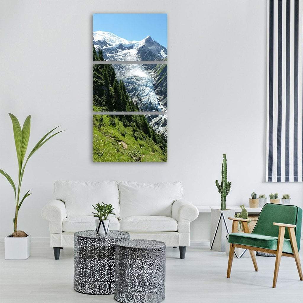 Glacier Whit Snow With Summer Forest Vertical Canvas Wall Art-3 Vertical-Gallery Wrap-12" x 25"-Tiaracle