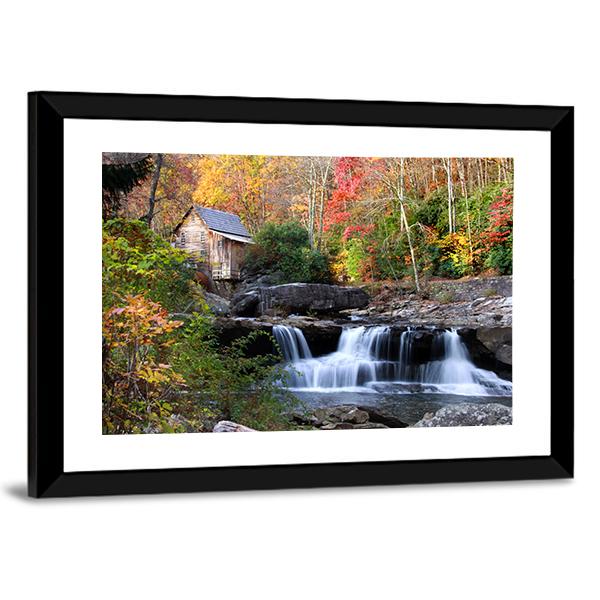 Glade Creek Grist Mil Canvas Wall Art-3 Horizontal-Gallery Wrap-25" x 16"-Tiaracle