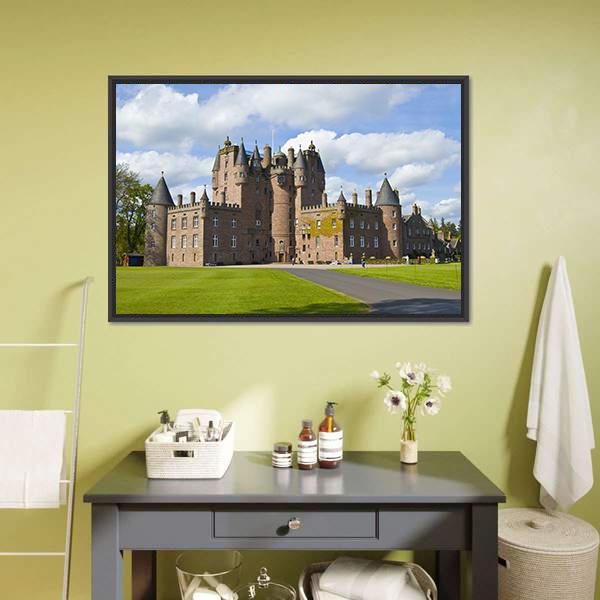 Glamis Castle Scotland Canvas Wall Art-1 Piece-Floating Frame-24" x 16"-Tiaracle