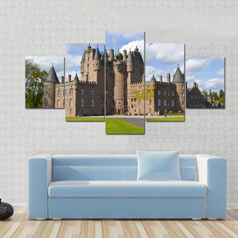 Glamis Castle Scotland Canvas Wall Art-5 Star-Gallery Wrap-62" x 32"-Tiaracle