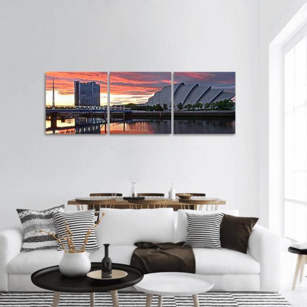 Glasgow Harbor District Panoramic Canvas Wall Art-3 Piece-25" x 08"-Tiaracle