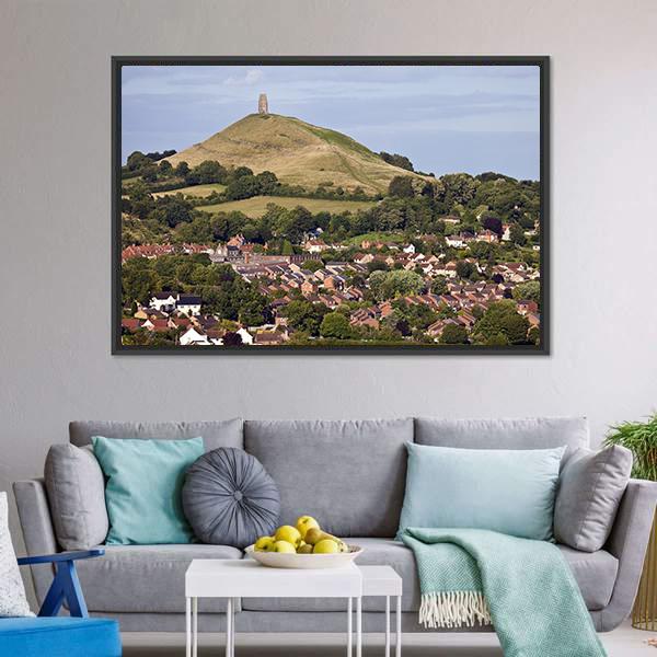Glastonbury Tor England Canvas Wall Art-3 Horizontal-Gallery Wrap-25" x 16"-Tiaracle