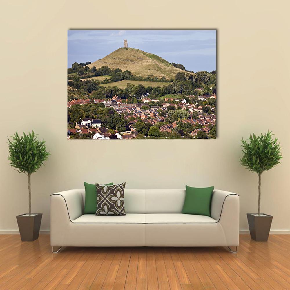 Glastonbury Tor England Canvas Wall Art-5 Horizontal-Gallery Wrap-22" x 12"-Tiaracle