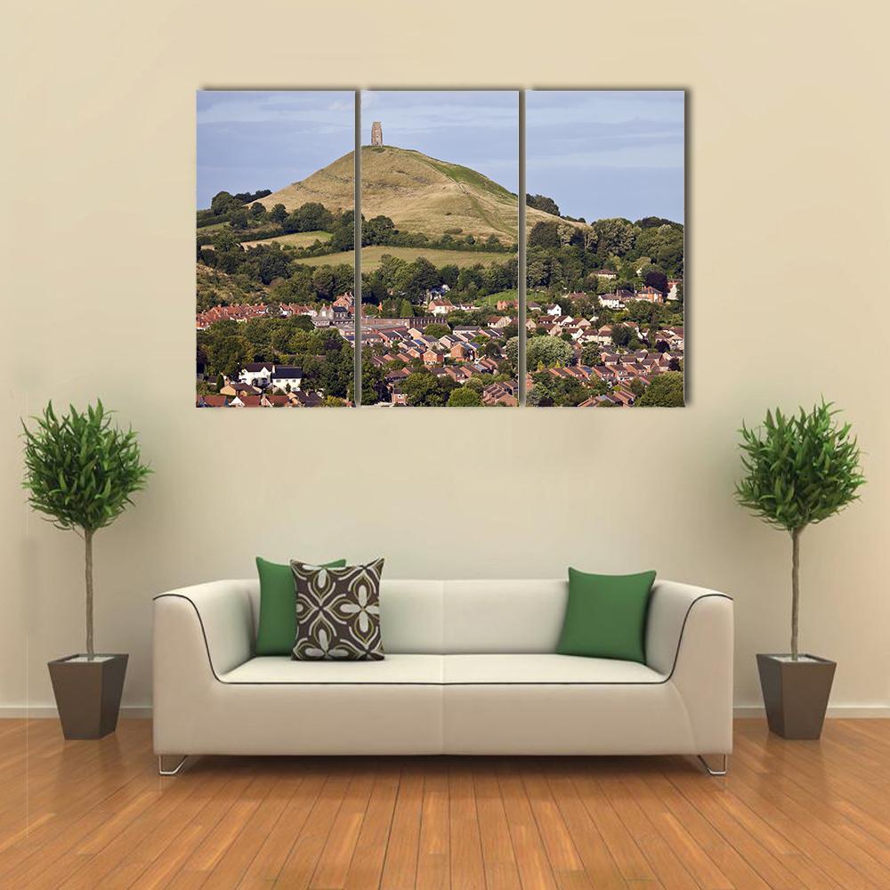 Glastonbury Tor England Canvas Wall Art-3 Horizontal-Gallery Wrap-37" x 24"-Tiaracle