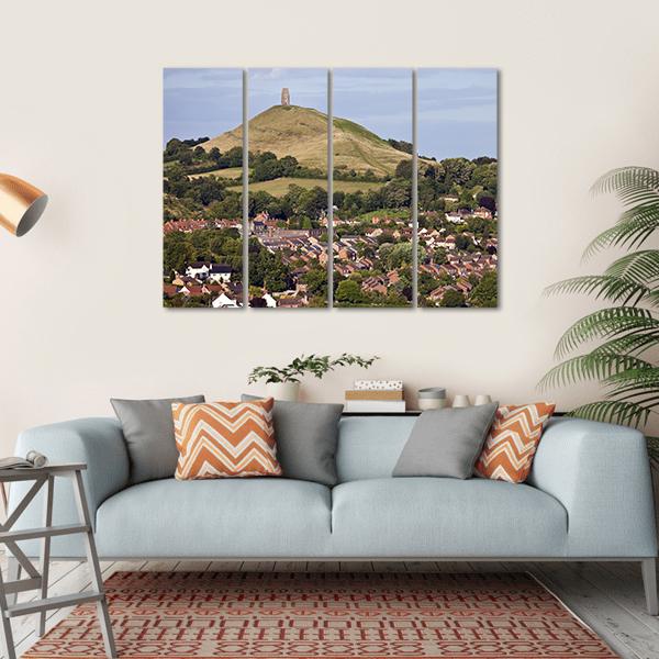 Glastonbury Tor England Canvas Wall Art-4 Horizontal-Gallery Wrap-34" x 24"-Tiaracle