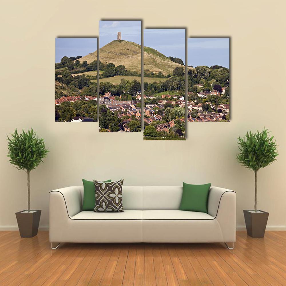 Glastonbury Tor England Canvas Wall Art-4 Pop-Gallery Wrap-50" x 32"-Tiaracle