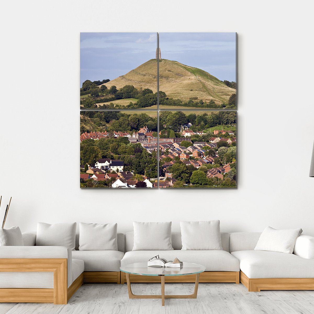 Glastonbury Tor England Canvas Wall Art-4 Square-Gallery Wrap-17" x 17"-Tiaracle