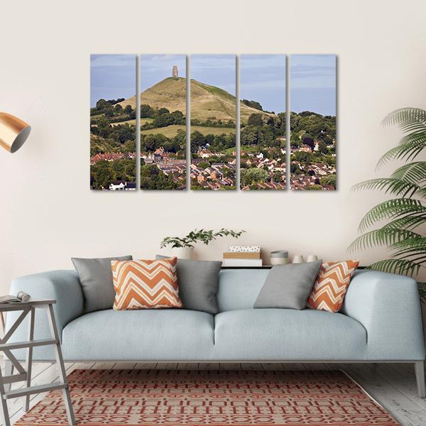 Glastonbury Tor England Canvas Wall Art-5 Horizontal-Gallery Wrap-22" x 12"-Tiaracle
