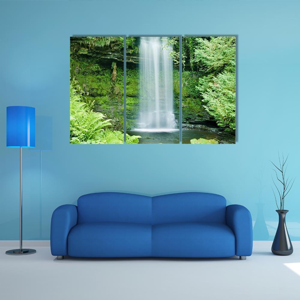 Glencar Waterfall Ireland Canvas Wall Art-5 Pop-Gallery Wrap-47" x 32"-Tiaracle