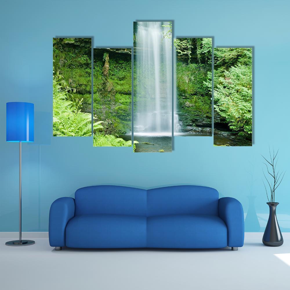 Glencar Waterfall Ireland Canvas Wall Art-5 Pop-Gallery Wrap-47" x 32"-Tiaracle