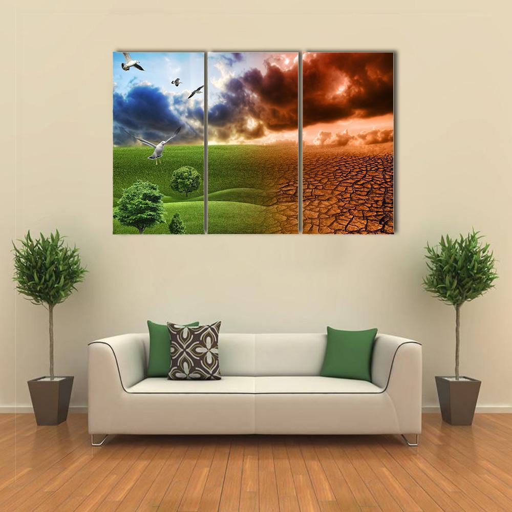 Global Warming Artistic Concept Canvas Wall Art-3 Horizontal-Gallery Wrap-37" x 24"-Tiaracle