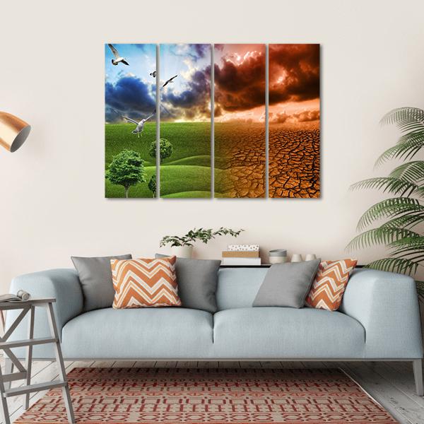 Global Warming Artistic Concept Canvas Wall Art-4 Horizontal-Gallery Wrap-34" x 24"-Tiaracle