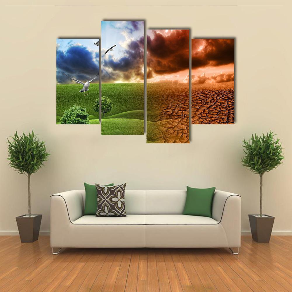 Global Warming Artistic Concept Canvas Wall Art-4 Pop-Gallery Wrap-50" x 32"-Tiaracle