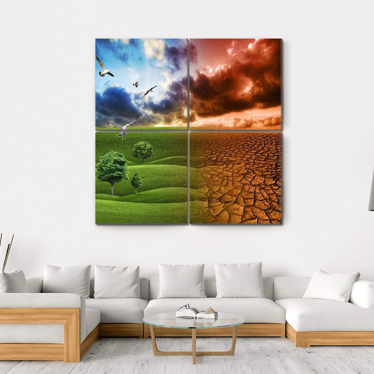 Global Warming Artistic Concept Canvas Wall Art-4 Square-Gallery Wrap-17" x 17"-Tiaracle