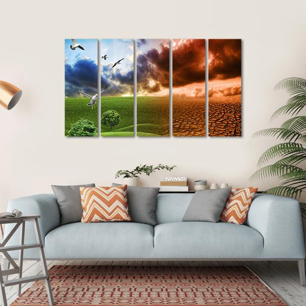 Global Warming Artistic Concept Canvas Wall Art-5 Horizontal-Gallery Wrap-22" x 12"-Tiaracle