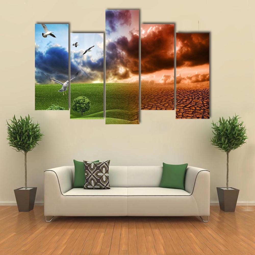 Global Warming Artistic Concept Canvas Wall Art-5 Pop-Gallery Wrap-47" x 32"-Tiaracle