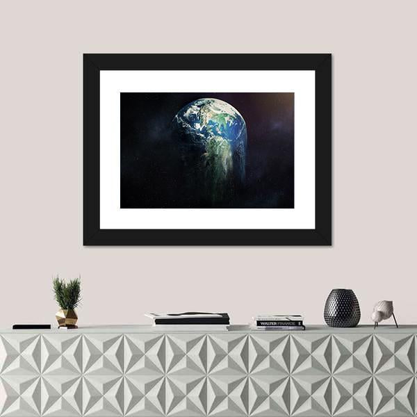 Global Warming Concept - Earth Falling Apart Canvas Wall Art-1 Piece-Framed Print-20" x 16"-Tiaracle