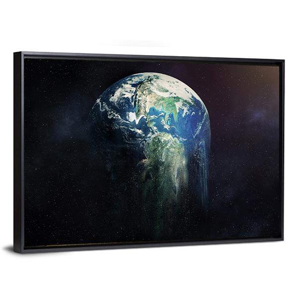 Global Warming Concept - Earth Falling Apart Canvas Wall Art-3 Horizontal-Gallery Wrap-25" x 16"-Tiaracle