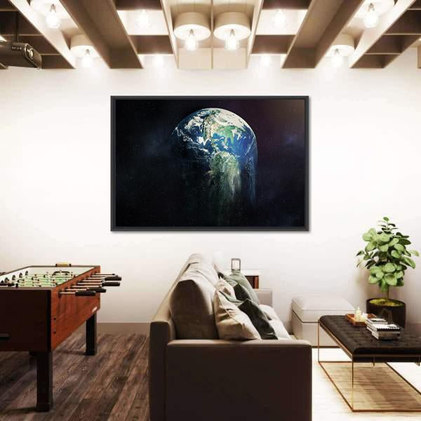 Global Warming Concept - Earth Falling Apart Canvas Wall Art-3 Horizontal-Gallery Wrap-25" x 16"-Tiaracle