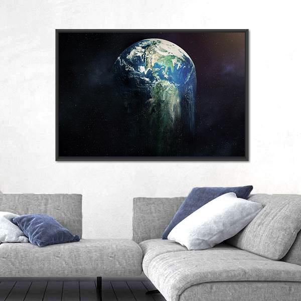 Global Warming Concept - Earth Falling Apart Canvas Wall Art-3 Horizontal-Gallery Wrap-25" x 16"-Tiaracle