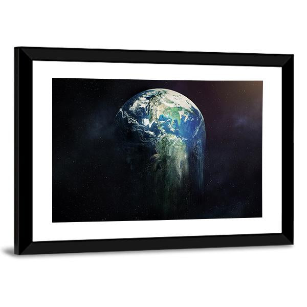 Global Warming Concept - Earth Falling Apart Canvas Wall Art-3 Horizontal-Gallery Wrap-25" x 16"-Tiaracle