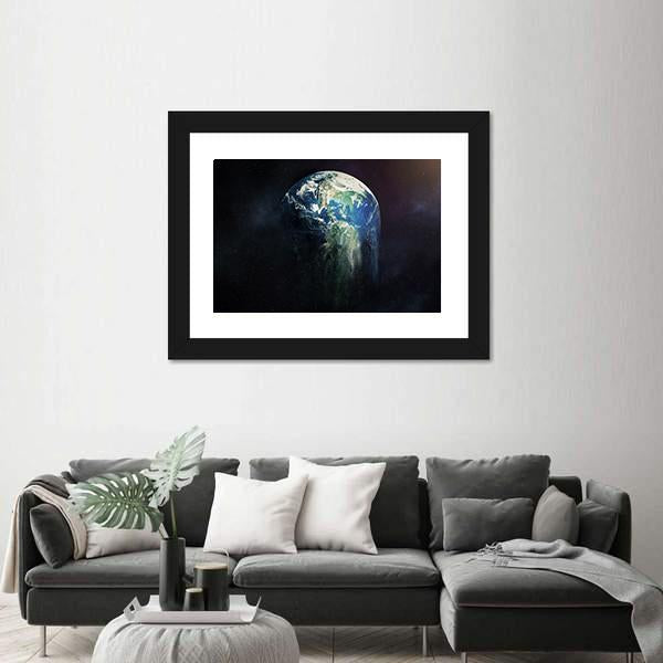 Global Warming Concept - Earth Falling Apart Canvas Wall Art-3 Horizontal-Gallery Wrap-25" x 16"-Tiaracle