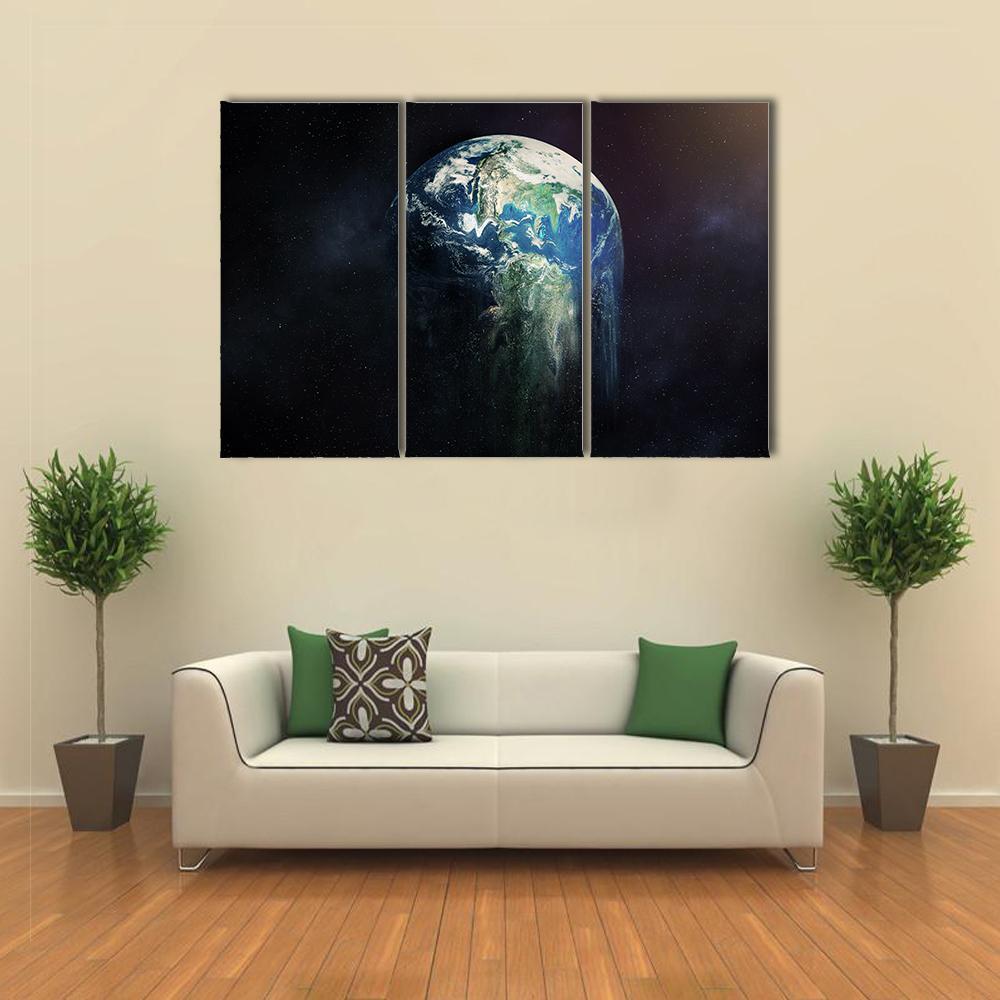 Global Warming Concept - Earth Falling Apart Canvas Wall Art-3 Horizontal-Gallery Wrap-37" x 24"-Tiaracle