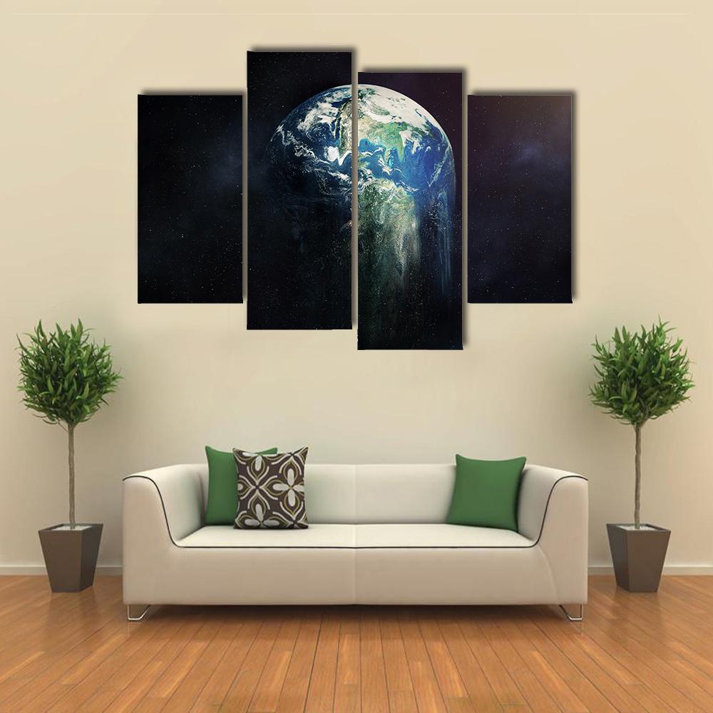 Global Warming Concept - Earth Falling Apart Canvas Wall Art-4 Pop-Gallery Wrap-50" x 32"-Tiaracle