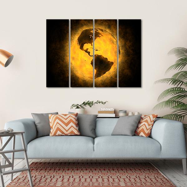 Planet Earth Warming Canvas Wall Art-4 Horizontal-Gallery Wrap-34" x 24"-Tiaracle