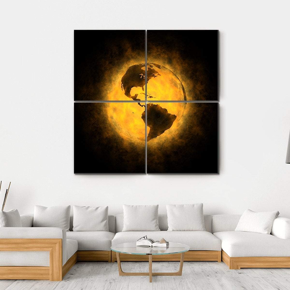 Planet Earth Warming Canvas Wall Art-4 Square-Gallery Wrap-17" x 17"-Tiaracle