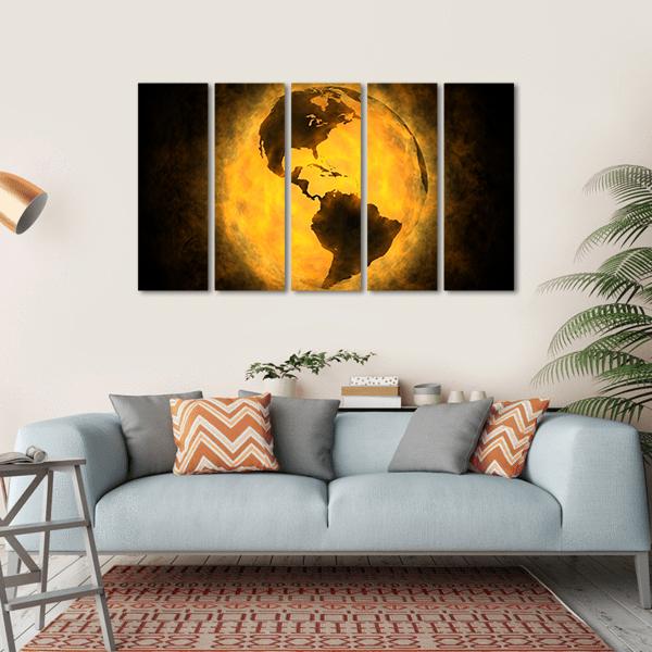 Planet Earth Warming Canvas Wall Art-5 Horizontal-Gallery Wrap-22" x 12"-Tiaracle