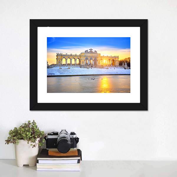 Gloriette At Winter Canvas Wall Art-1 Piece-Framed Print-30" x 20"-Tiaracle