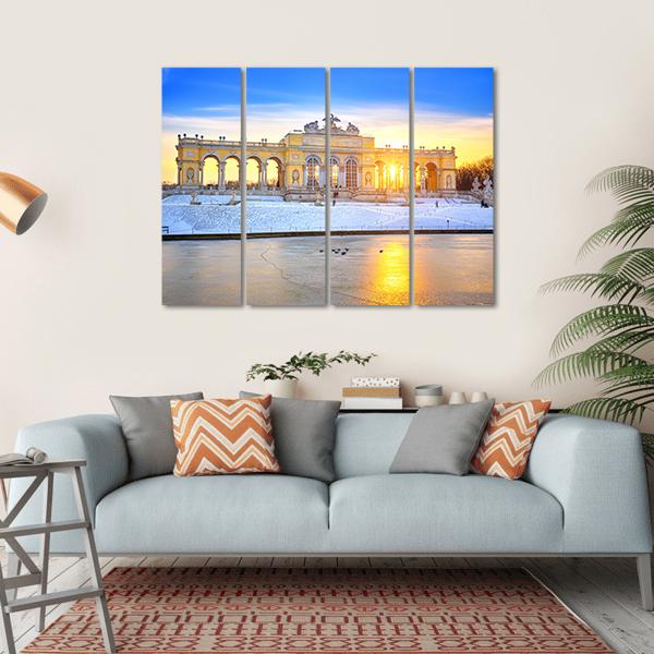 Gloriette At Winter Canvas Wall Art-4 Horizontal-Gallery Wrap-34" x 24"-Tiaracle