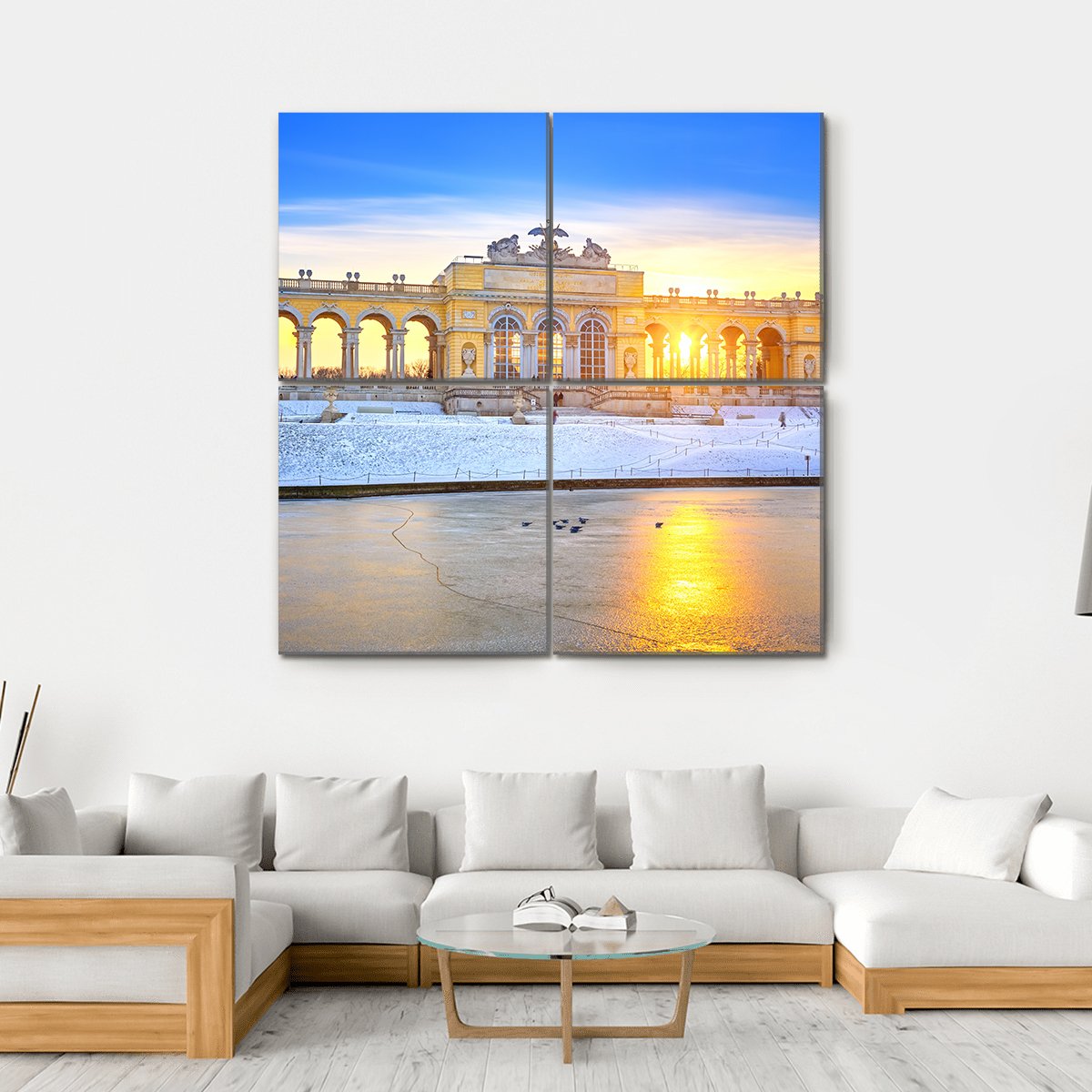 Gloriette At Winter Canvas Wall Art-4 Square-Gallery Wrap-17" x 17"-Tiaracle