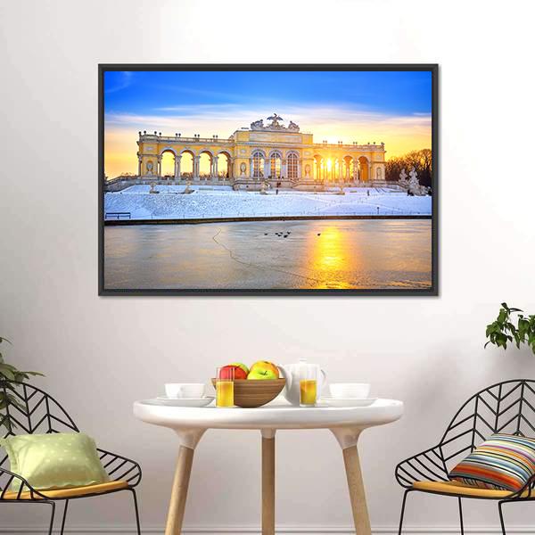 Gloriette At Winter Canvas Wall Art-3 Horizontal-Gallery Wrap-25" x 16"-Tiaracle