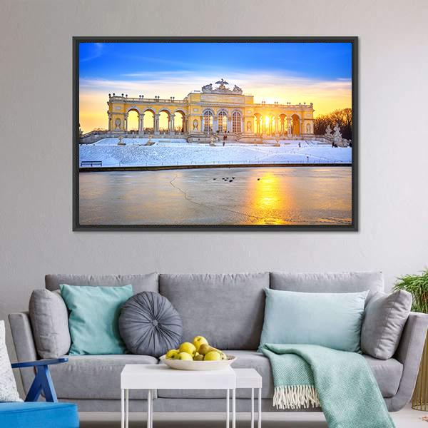 Gloriette At Winter Canvas Wall Art-3 Horizontal-Gallery Wrap-25" x 16"-Tiaracle