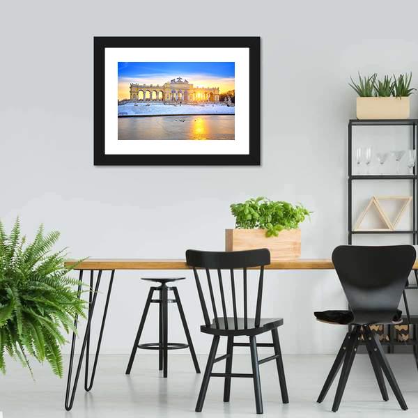 Gloriette At Winter Canvas Wall Art-3 Horizontal-Gallery Wrap-25" x 16"-Tiaracle