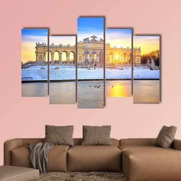 Gloriette At Winter Canvas Wall Art-5 Pop-Gallery Wrap-47" x 32"-Tiaracle