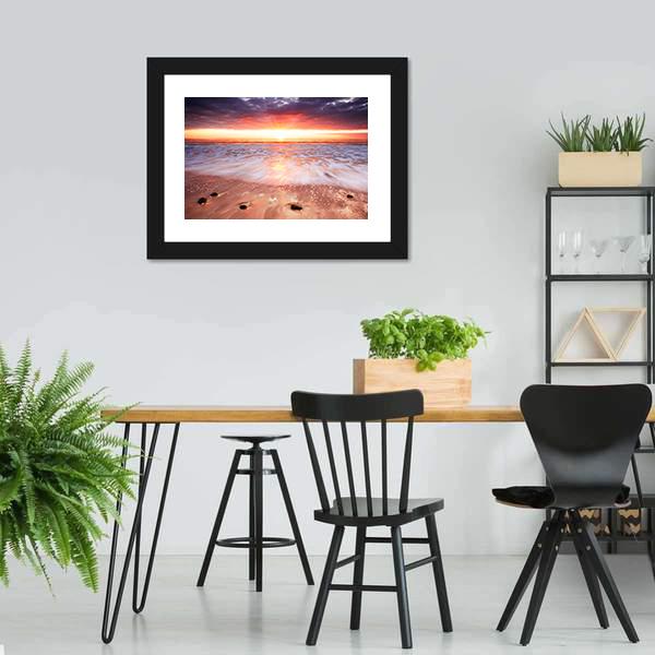 Glorious Sunset Up The Surf Canvas Wall Art-5 Horizontal-Gallery Wrap-22" x 12"-Tiaracle