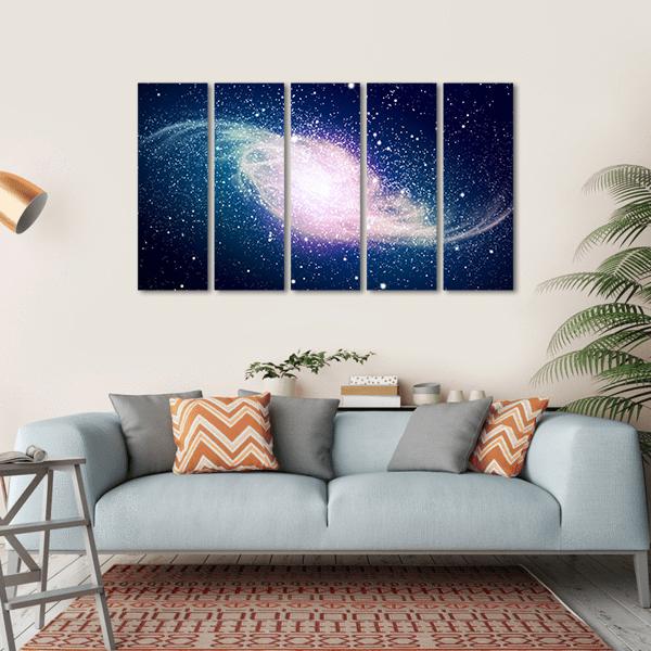 Glowing Galaxy Against Black Space Canvas Wall Art-5 Horizontal-Gallery Wrap-22" x 12"-Tiaracle