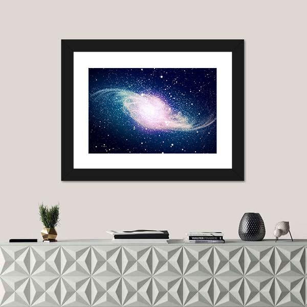 Glowing Galaxy Against Black Space Canvas Wall Art-1 Piece-Framed Print-20" x 16"-Tiaracle